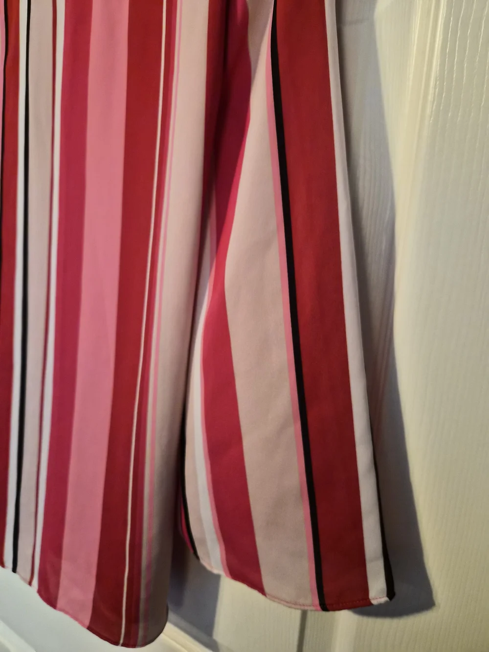 Worthington Pink & Burgundy Vertical Stripe Blouse